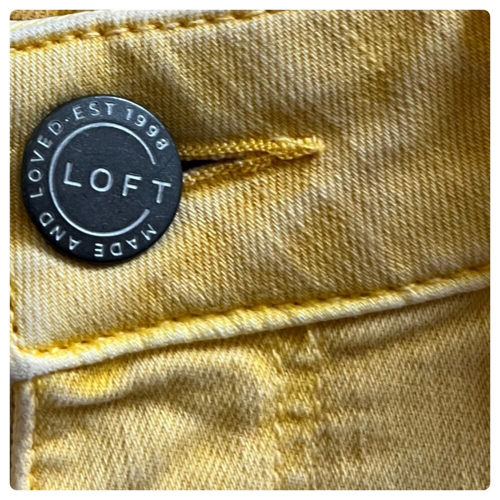 Loft Size 25 Yellow Weather Look Curvy Skinny Raw Hem Crop Jean 26 Inch Inseam - Picture 10 of 12